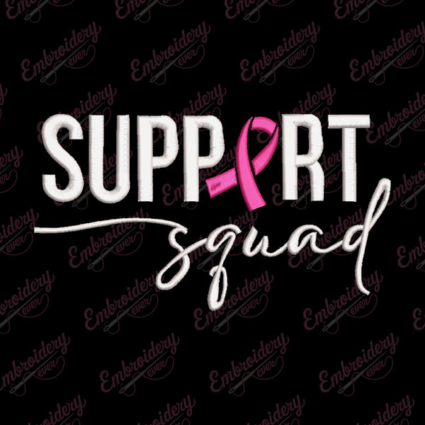 Support Squad Breast Cancer Awareness Embroidery Design