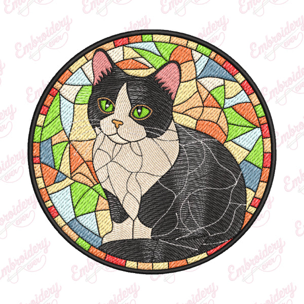 Bicolor Cat Embroidery Design