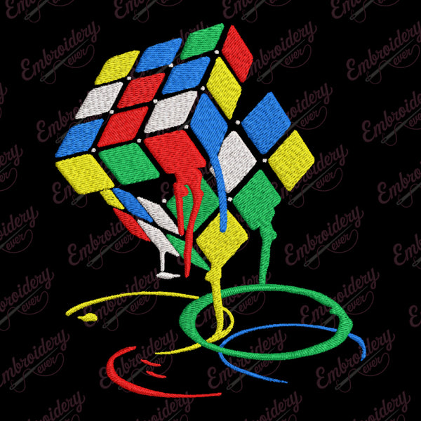 Melting Rubik Cube Embroidery Design