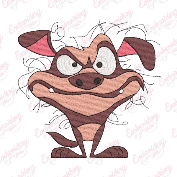 Funny Crazy Dog Embroidery Design