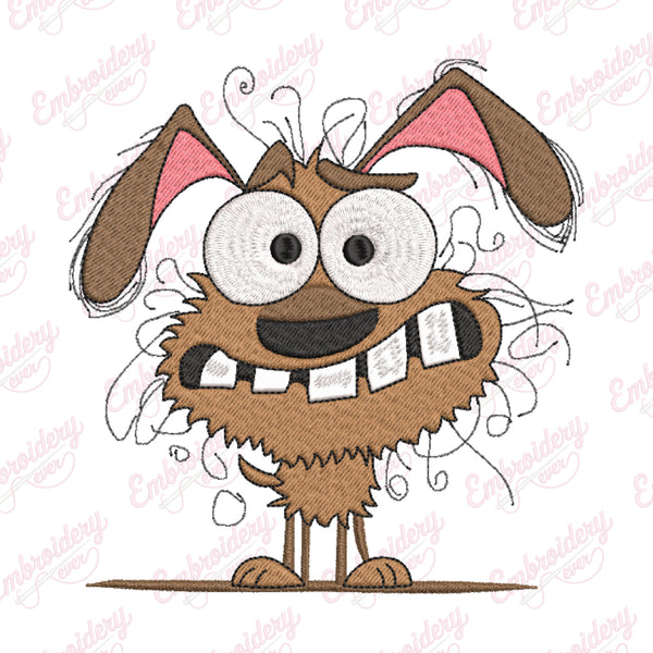 Shocked Scruffy Dog Embroidery Design