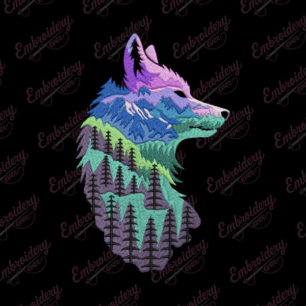 Wolf Face Vintage Embroidery Design