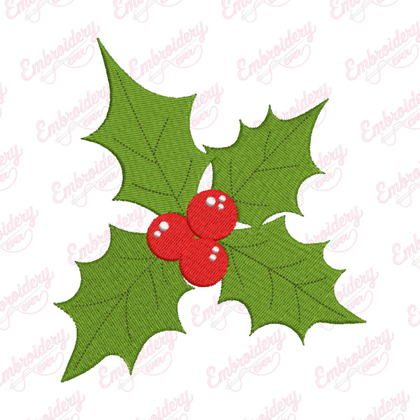 Holly Berry Christmas Embroidery Design
