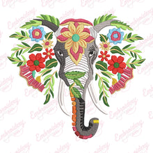 Elephant With Flowers Embroidery Design