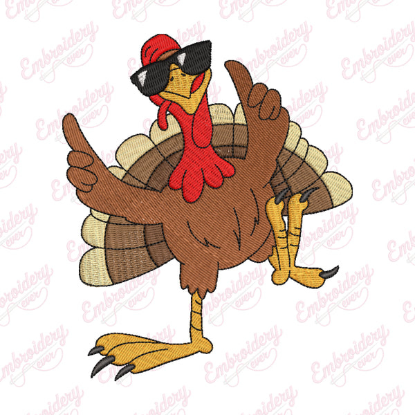 Dancing Turkey Thanksgiving Embroidery Design