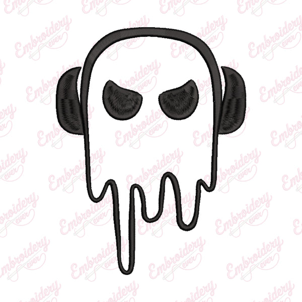 Melting Music Ghost Halloween Embroidery Design