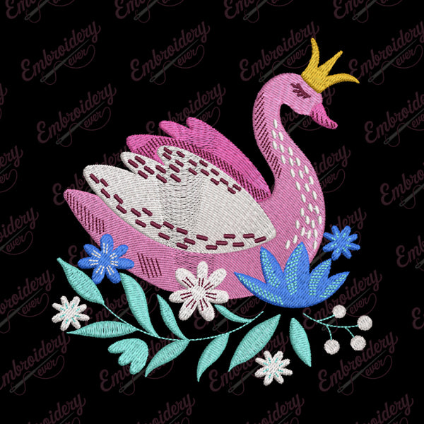 Swan Princess Embroidery Design