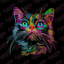 Colorful Cat Head Embroidery Design