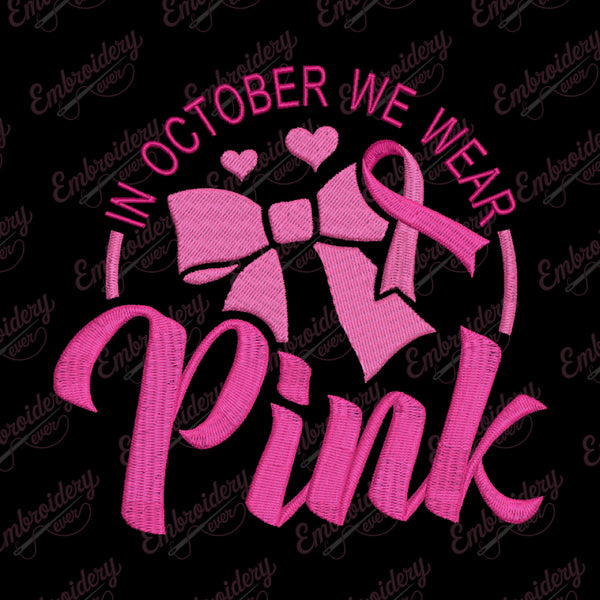Pink October Awareness Embroidery Design