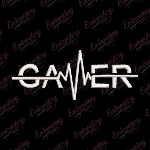 Gamer Heartbeat Embroidery Design