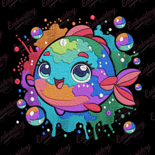Cute Fish Embroidery Design