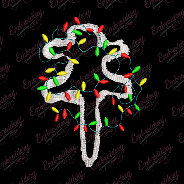 Pussy Cat Christmas Light Embroidery Design
