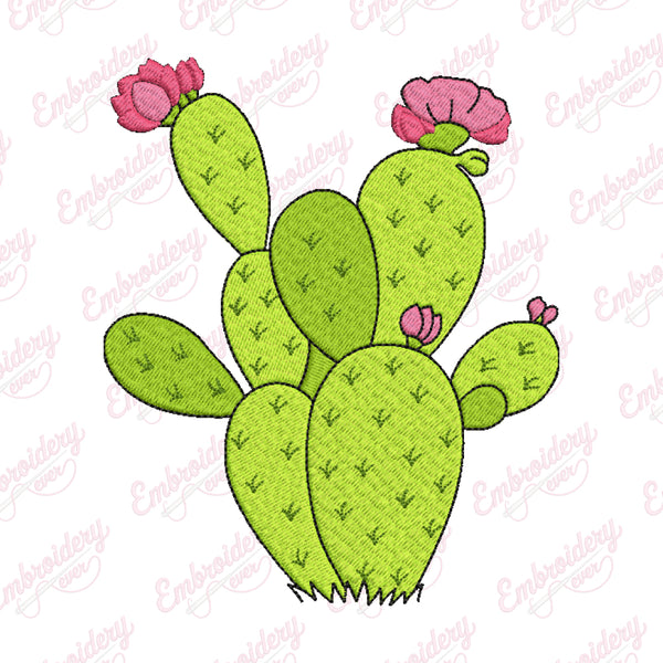 Prickly Pear Cactus Embroidery Design