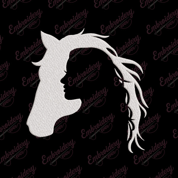 Young Girl With Horse Embroidery Design