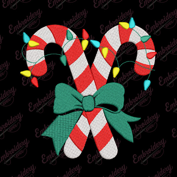Christmas Candy Canes Embroidery Design