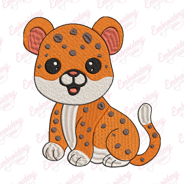 Funny Leopard Embroidery Design