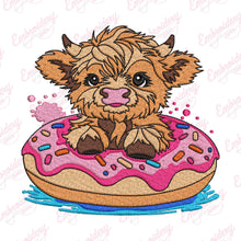 Highland Cow Donut Embroidery Design