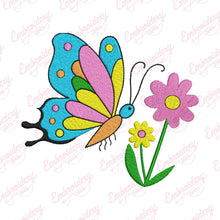 Butterfly On Flower Embroidery Design