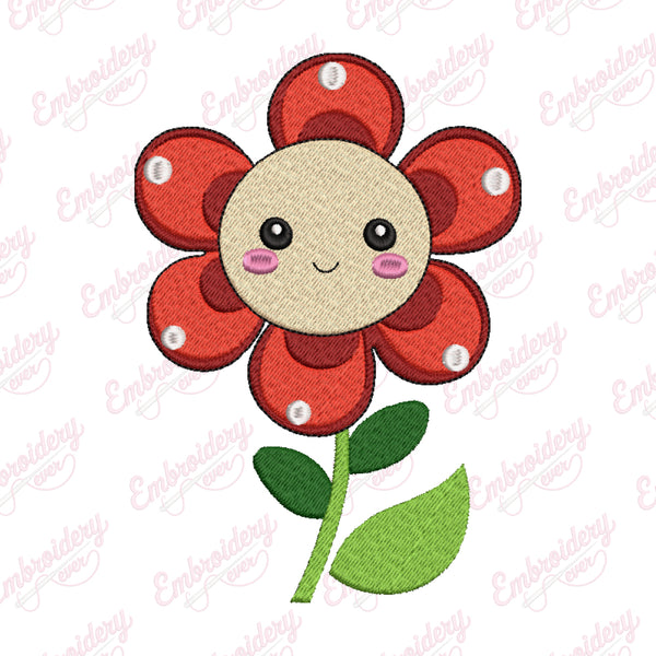 Flower Emoji Embroidery Design
