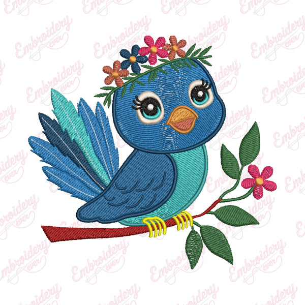 Blue Bird Machine Embroidery Design