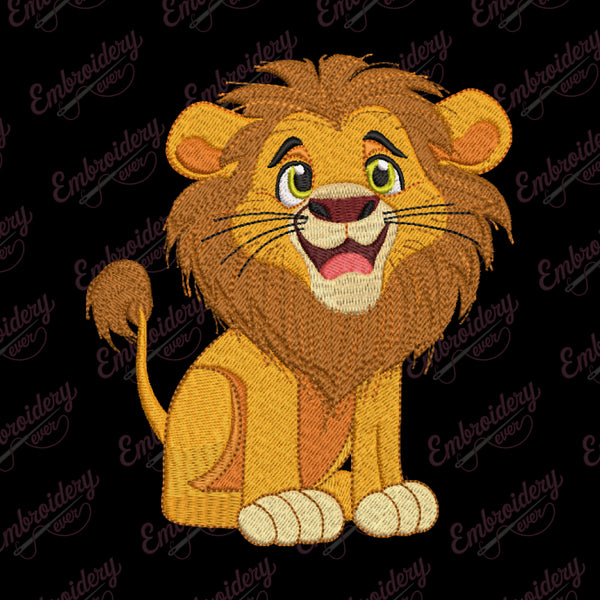 Funny Lion Embroidery Design