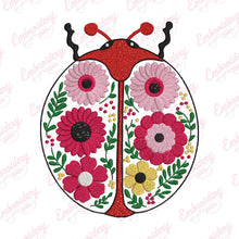 Colorful Botanical Ladybug Embroidery Design