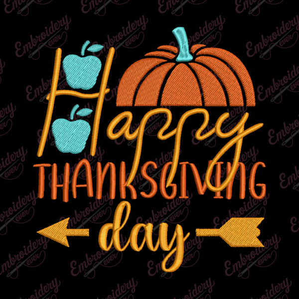 Happy Thanksgiving Saying Embroidery Design
