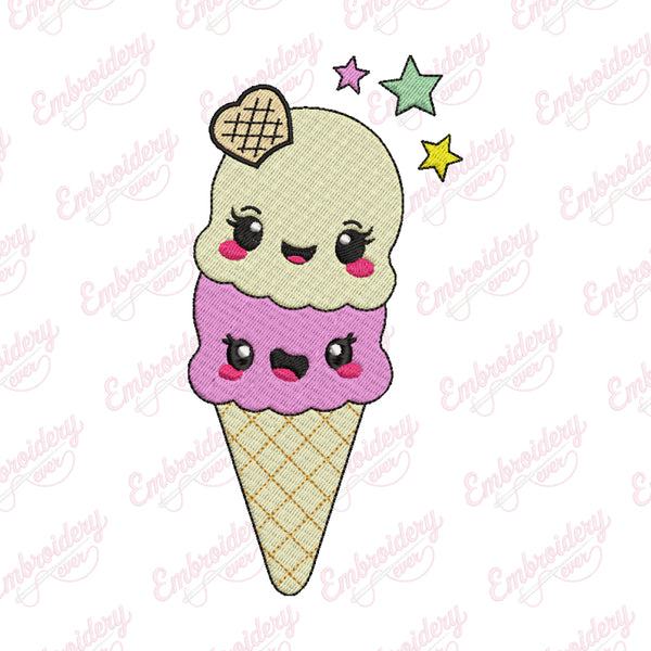 Funny Ice Cream Embroidery Design