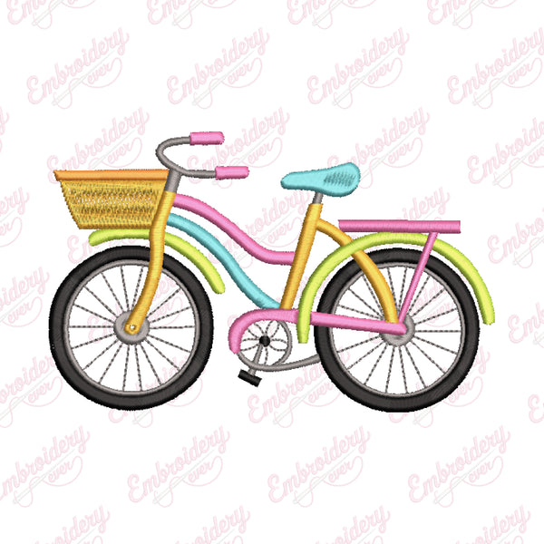 Colorful Bicycle Embroidery Design