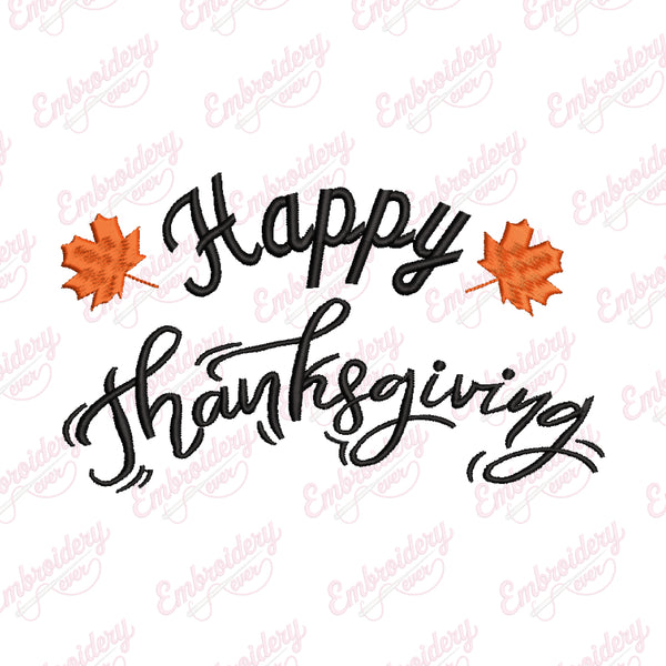 Happy Thanksgiving Embroidery Design Instant Download