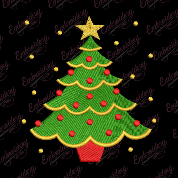 Decorated Christmas Tree Embroidery Design