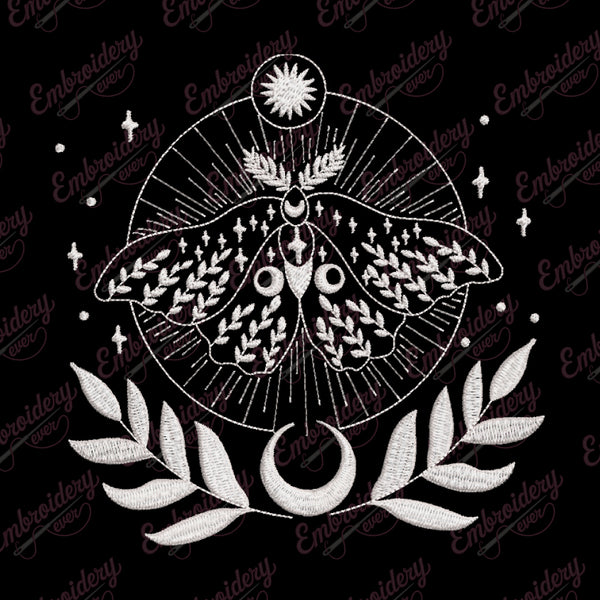 Mystic Luna Moth Embroidery Design