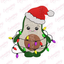 Christmas Avocado With Lights Embroidery Design