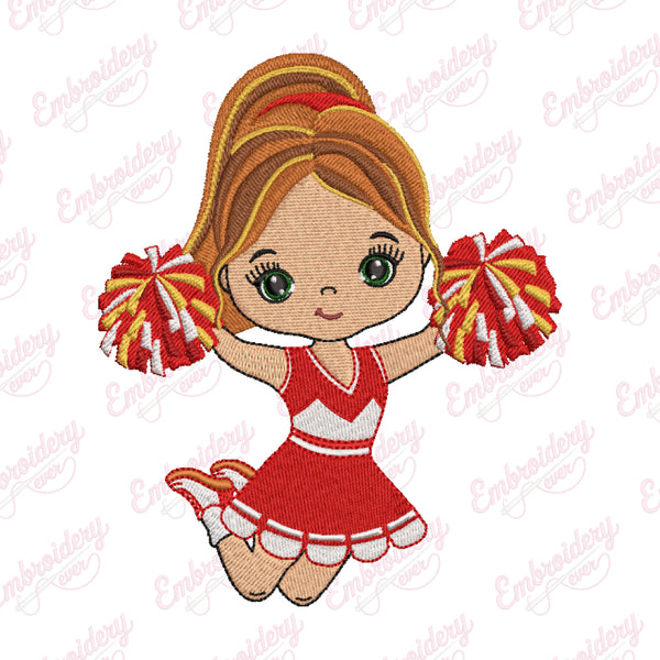Cute Cheerleader Embroidery Design