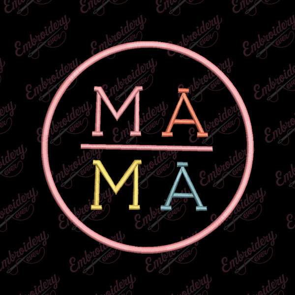 Round Mama Embroidery Design