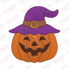 Halloween Pumpkin With Witch Hat Embroidery Design