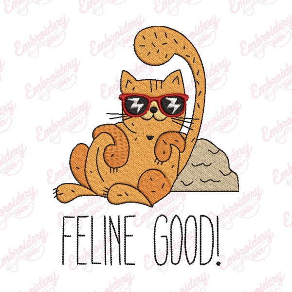 Feline Good Funny Cat Embroidery Design
