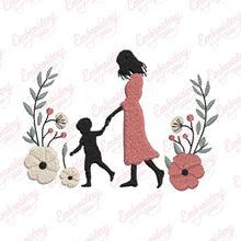 Mother and Baby Floral Embroidery Design