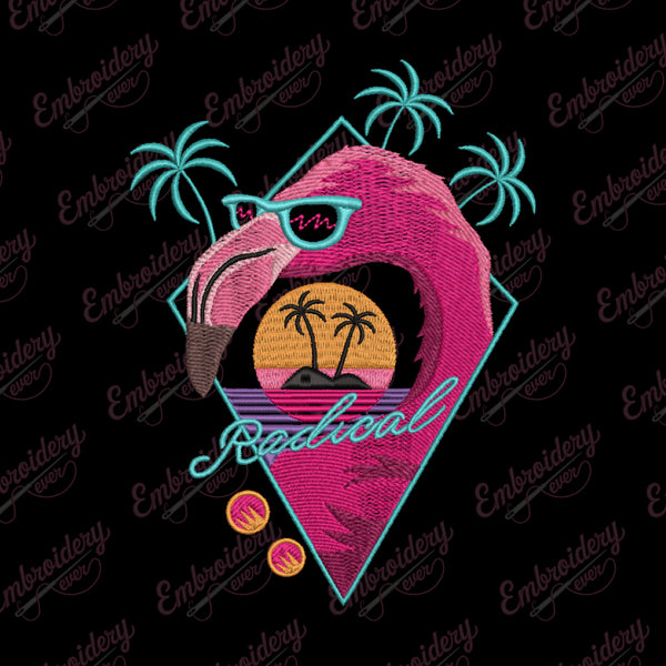 Radical Summer Flamingo Embroidery Design
