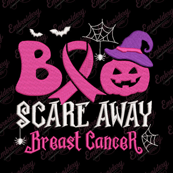 Boo Scare Away Breast Cancer Embroidery Design