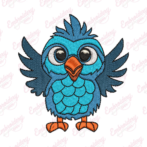 Cute Blue Bird Embroidery Design