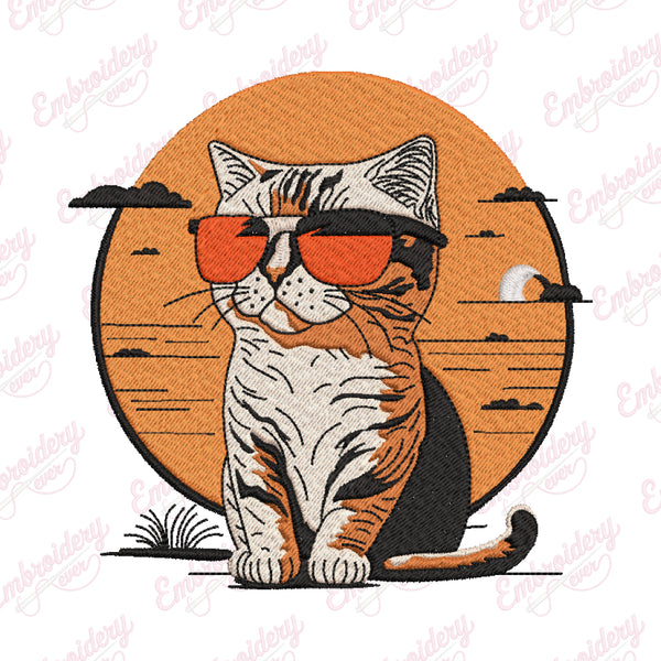 Vintage Cat Embroidery Design