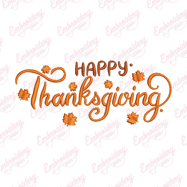 Happy Thanksgiving Embroidery Design