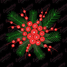 Winter Berry Embroidery Design For Christmas
