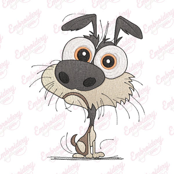 Crazy Dog Embroidery Design