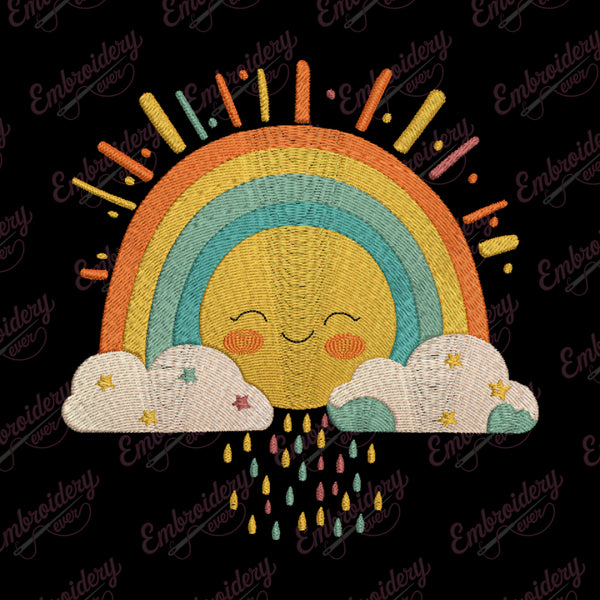 Sunshine Rainbow Embroidery Design