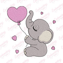 Baby Elephant Balloon Embroidery Design