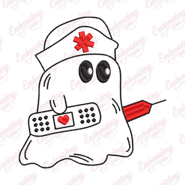 Boo Boo Crew Halloween Nurse Ghost Embroidery Design