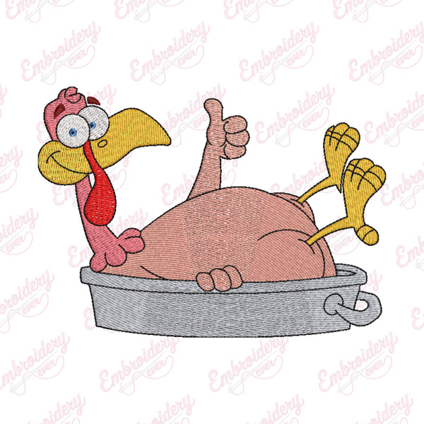 Thanksgiving Turkey Roast Embroidery Design Instant Download