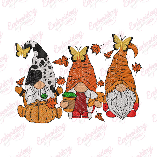 Fall Gnomes Thanksgiving Embroidery Design